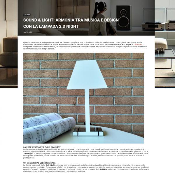 Agoranews _ Sound & Light: armonia tra musica e design con la lampada 2.D Night